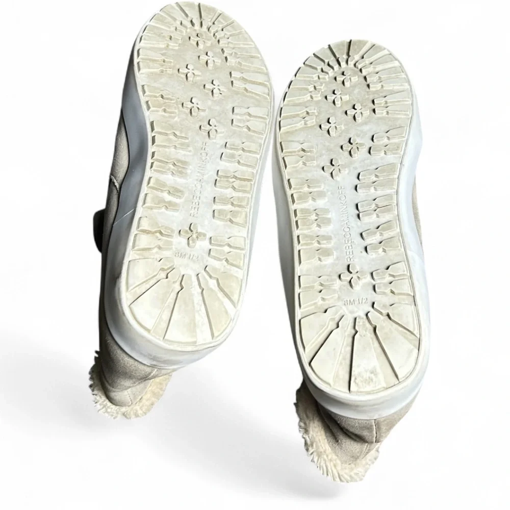Rebecca Minkoff Shelly Sneaker Boot In Taupe Suede Shearling Lining Size 8.5M